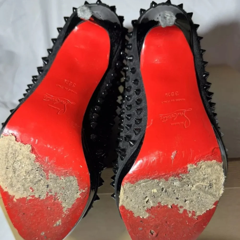 Christian Louboutin Black Spiked Suede Guerilla Boots - Size 38.5 - Picture 3 of 11
